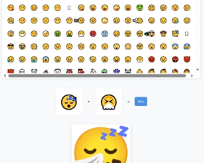 Emoji Kitchen showing various emoji combinations